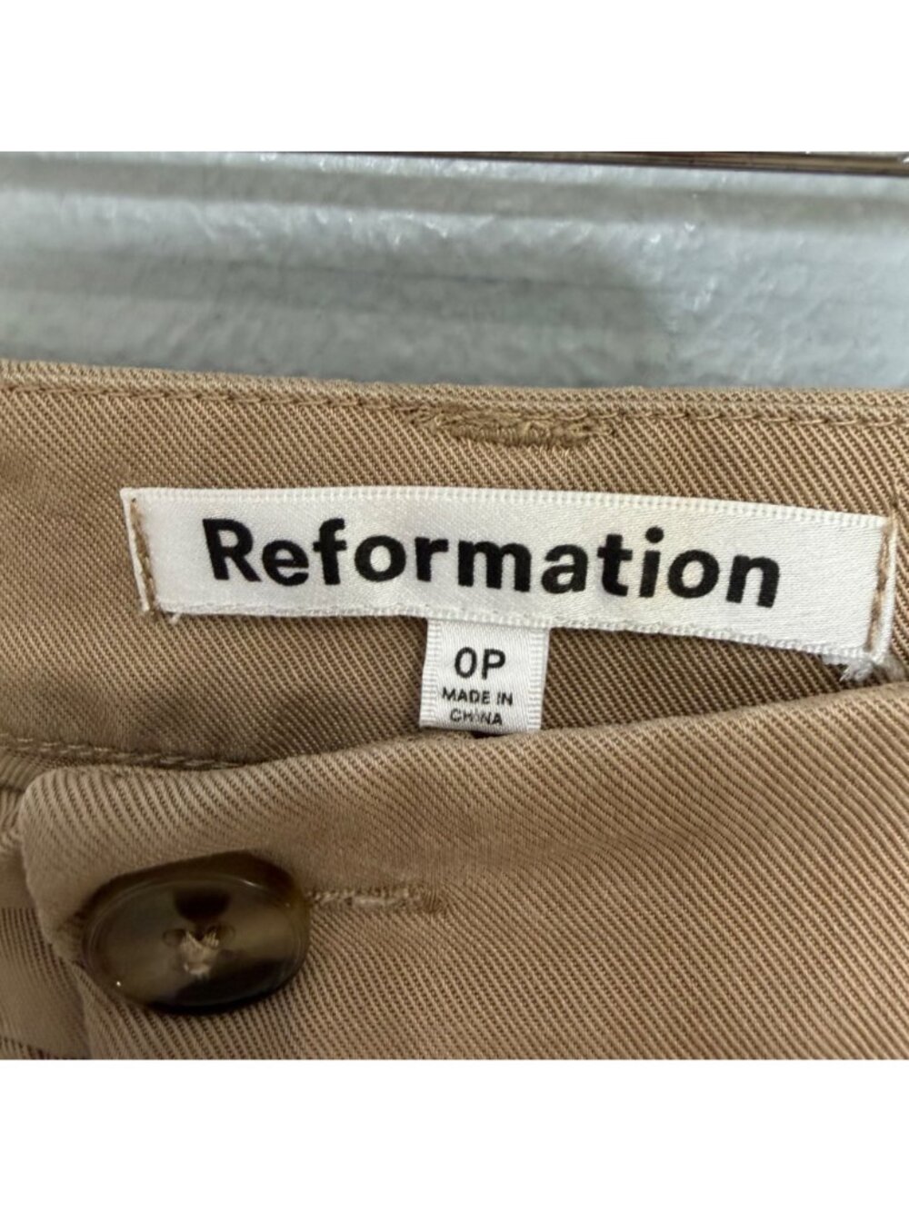 REFORMATION petites mason pants in khaki size 0P - Picture 3 of 8